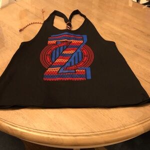 Zumba Fitness Black Tank Top with Red and Blue Design